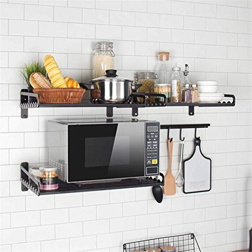 QIKEGooods Support mural pour micro-ondes, étagère de cuisine, pour four à micro-ondes, grill, four, fixation murale, L 60 x 39,5 cm
