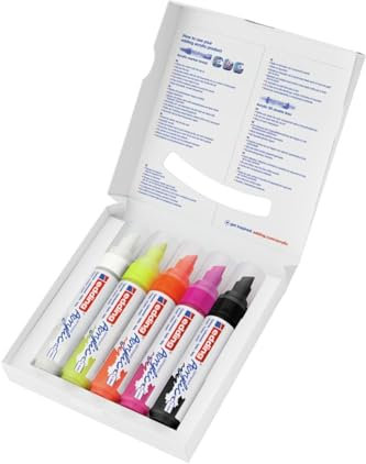 edding 5000 Acrylic Acrylmarker - Neon, Breit, 5er-Set