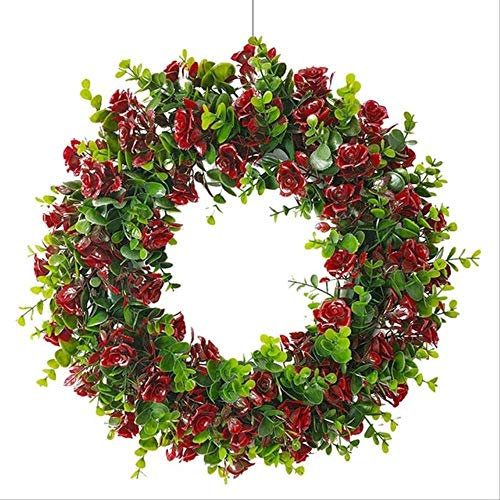 Vimmor Rose Künstliche Blumenkränze Runde Tür Dekor Simulationsgirlande Für Home Party Hochzeitsdekoration Multi-48cm