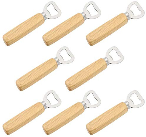 Benaton 8 Stück Bierflaschenöffner aus Holzgriff, Flaschenöffner mit Holzgriff, Flaschenöffner aus Holz, für Zuhause, Küche, Bar, Geschenk