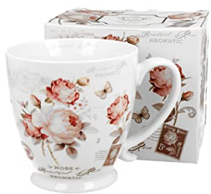 DUO FLORAL Jumbobecher 480 ml SECESSION mit Fuß, New Bone China Porzellan