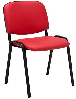 TPFLiving Besucherstuhl Keen Konferenzstuhl mit Hochwertiger Polsterung und Kunstlederbezug I Stapelstuhl mit Robustem Metallgestell und Gepolsterter Rückenlehne/Sitzfläche, Farbe: Rot
