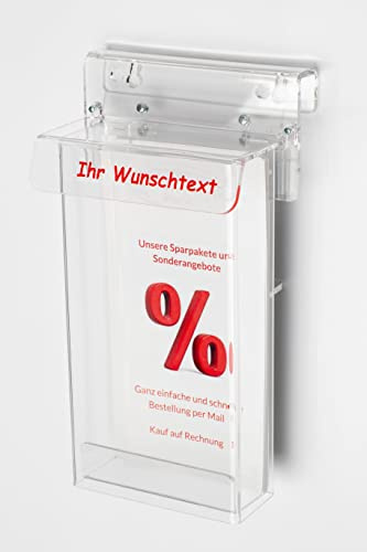 Acrylglastechnik Danier Wetterfeste Flyer- und Prospektbox mit Wunschtext