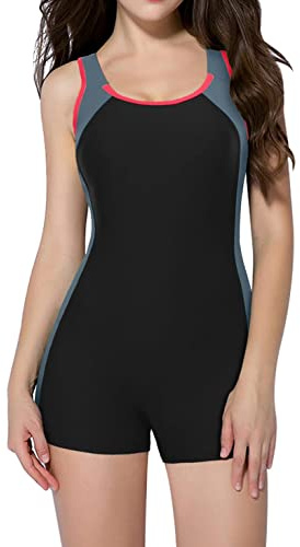 Attraco Damen Einteilige Badeanzug Push Up Bauchweg Slim Fit Bademode Swimsuit Sexy Sport Schwimmanzug