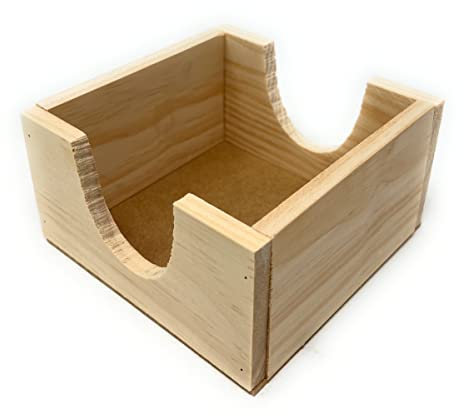 Space Home - Servilletero Rústico de Mesa - Servilletero de Madera - Soporte de Servilletas Cuadrado - 13 cm