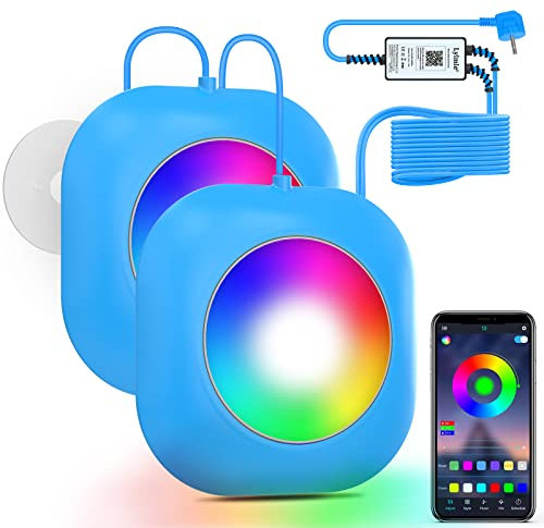 LyLmLe 40W - Illuminazione a LED senza fili, 12V, doppia luce, piscina sommergibile, dimmerabile, timer impermeabile IP68, lampada magnetica piscina con cavo 8m per piscinas fuori terra sepolta