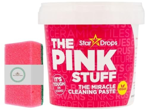 The London Finery Pink Stuff Paste 850g - Non-Toxic Miracle Cleaning Cream with Sponge Scrubber