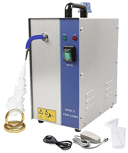 Máquina limpiadora de vapor para joyas, máquina limpiadora de vapor profesional para gemas Equipo de limpieza de vapor de acero inoxidable para limpiar joyas Joyas de plata y oro, 2L 1300W