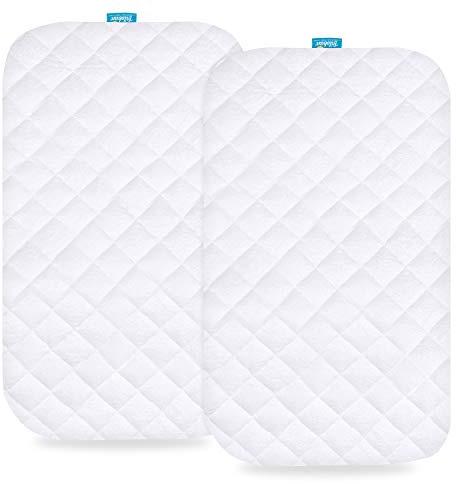 Bassinet Mattress Pad Cover for BCOL and bonbay Baby Bassinet Bedside Sleeper, 2 Pack, Waterproof Quilted Ultra Soft Surface
