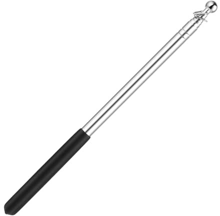 salbsever Poste retráctil telescópico de mano de 1.5 m, de acero inoxidable, extensible, portátil, mástil de bandera negro, pequeño para guías turísticas, punteros, banderas de camping