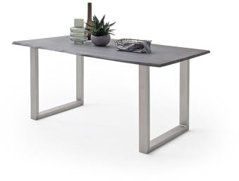 möbelando Baumkantentisch >Calabria< in Akazie grau lackiert - 160x76,5x90 (BxHxT)