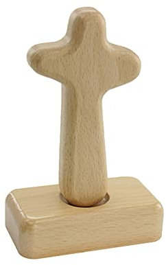 yanwuwa Holzkreuz mit Ständer, katholisch, christlich, stehend, Skulptur, Taufe, Kirche, Tischdekoration, Gebetsgeschenk, kleines Holzkreuz