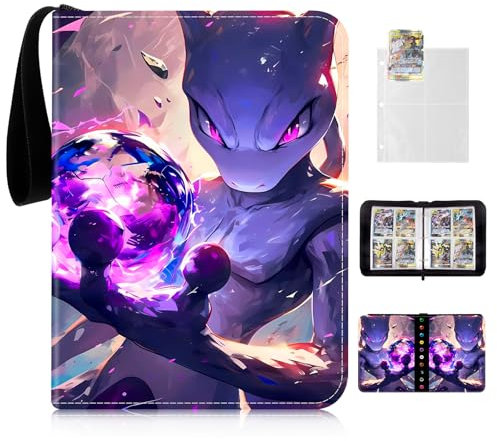 Thingehoy Karten Sammelalbum, Album mit Reißverschluss, Sammelalbum Hefter für Pokemon Karten-50 Seiten, 400 Kartenkapazität