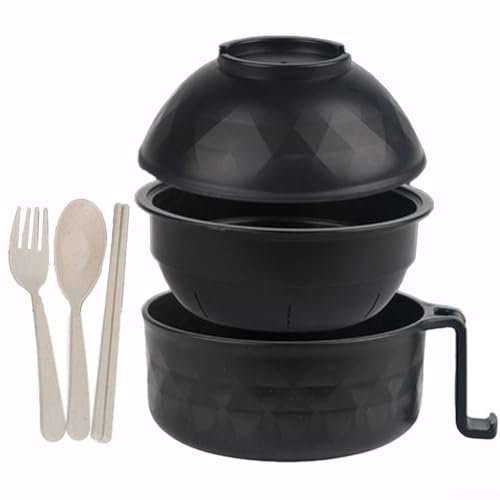 PETSTIBLE Ramen Schüssel Set Ramen Topf Instant Nudelschale mit Essstäbchen Ramen Schüssel Set für Mikrowelle Heizung Instant Nudeln Kochen Sie schnell und effizient