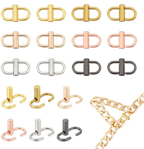 UNICRAFTALE 18 Stück 6 Farben Taschen Clip Schnallen Taschenkettenriemen Hellgoldene Taschenkette Kürzungsverschluss Kettenglied Reparaturverbinder Für Austausch Verwendung von Taschenzubehör