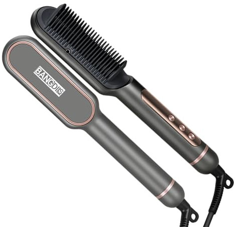 Upgrade Hair Straightener Brush –Negative Ionic Hair Straightening Iron, 30s Fast Heating & 9 Temp Settings & LED Display,Professional Hair Tools for Styling
