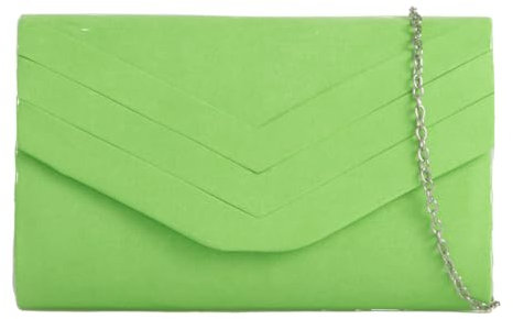 A2ZUKFASHION Bolso de mano para mujer, con solapa de gamuza, cadena de sobre, para noche, fiesta, graduación, boda, verde neón