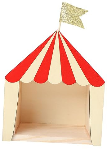 CBPNEISEK Holzhaus Figur Zirkus Chalet Holzdekor Tisch Regale for Kinderzimmer Schmuck Organizer Tablett Tischplatte Kosmetik Zirkushaus Modell/237