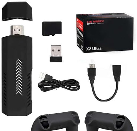 JHIALG X2 Ultra Game Stick 4k, Retro Game Stick with Built-in 9 Emulators, Plug and Play Video Gaming Console with 256G/58,000+ Games, Plug and Play Video Games for TV (256GB)