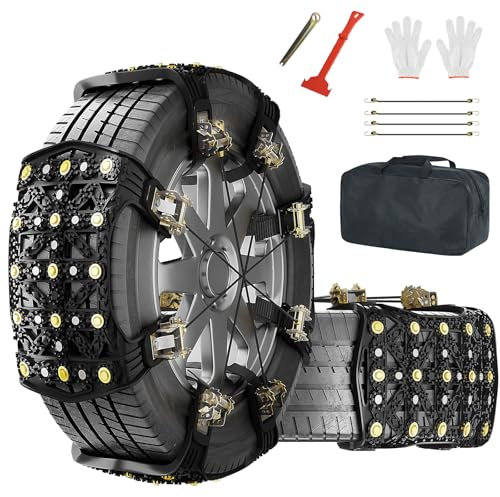 SUNYRISY 8 pezzi catene di neve, catene di pneumatici TPU regolabili di trazione di emergenza universale per auto, catene di trazione di emergenza (larghezza pneumatici 215-285mm)