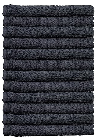 Sweet Needle Toallitas Paquete de 12, 30 cm x 30 cm. Materiales Suaves, Muy absorbentes, Ligeros y duraderos. Ideal para Uso Diario, Lavado de Cara, Cuidado del bebé, Gimnasio y SPA. Negro