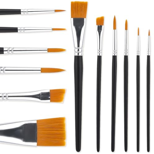 Dimeho Ansiktsfärg penselset, 6 st professionell konstnärsborste för kropp ansiktsmålning kroppskonst makeupkit för akrylmålning olja gouache vattenfärg halloween cosplay fest makeupkit