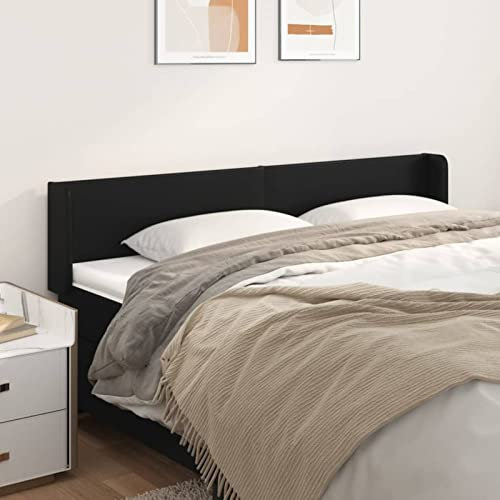 qohoio Kopfteil mit Ohren Bett Kopfteil Kopfenden Bed Headboard Bettkopfteil Kopfteil Schwarz 163x16x78/88 cm Kunstleder - 3118584