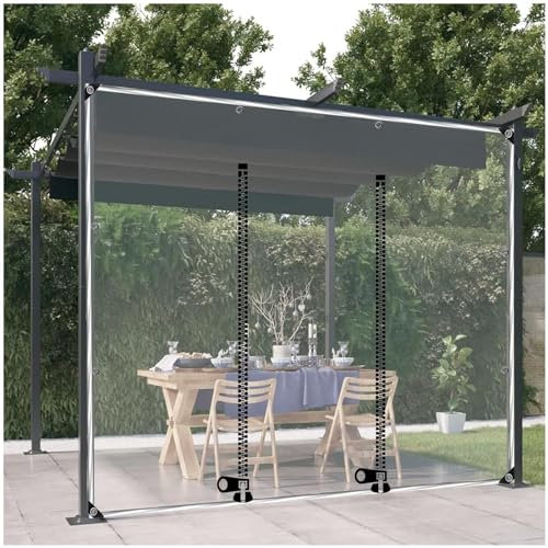 Telone laterale in PVC per esterni, per gazebo trasparente, impermeabile, con occhielli, ideale per pergola, posto auto coperto, patio, 6 x 2,9 m