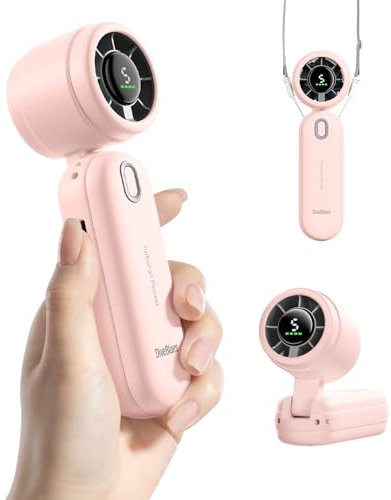 Diveblues iTurbo High-Speed Portable Handheld Turbo Fan, LED Display, 2000mAh Rechargeable Battery, 5 Wind Speeds, Up to 6H Runtime, Mini Fan for Travel, Commute, Outdoor, Gifts for Women Men