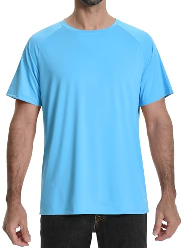 WISREMT Men's Swim Shirt UV Rash Guard Short Sleeve Loose Fit Quick Dry UPF 50+ SPF Sun Protection Swimming Athletic Water T Shirts Lightweight Rashguard for Fishing Surfing Beachwear S M L XL XXL