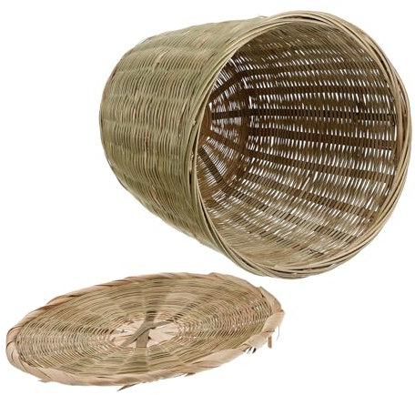 SHINEOFI 2pièces Panier De Rangement Bambou Tressé Avec Couvercle Corbeille Multifonctionnelle Pour Jouets Et Déchets Modèle Pratique Pour Maison