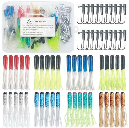 L PATTERN 131/61 st fiskedrag med jigghuvud, gummibete, crappie, tub, bait, set, gummifiskar, jiggar för abborre, öring, bete, set, 61 st set
