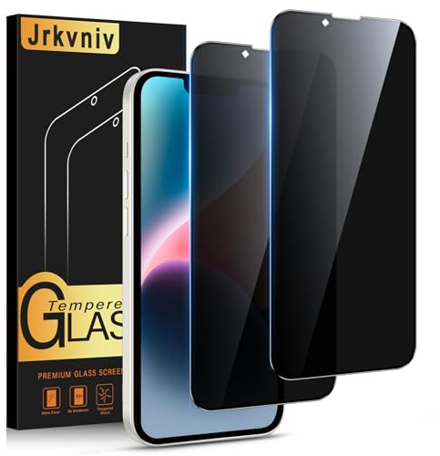 Jrkvniv Privacy Pellicola per iPhone 14 Vetro Temperato Anti Spy Durezza 9H Vetrino Protettiva Anti-Graffio Senza Bolle Ultra Resistente Anti-Impronta Anti-Spia Protezione Schermo,2 Pezzi