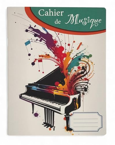 Musikheft – 50 Seiten – Notenblätter & Notizseiten – Format 17 x 22 cm – farbiger Einband personalisierbar – ideal für Schüler, Unterricht und Lernen (Klavier 2)