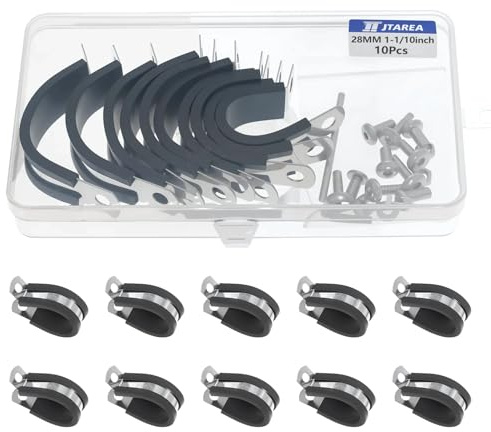 JTAREA 28MM Kabelklemme Gummi P Clips Schlauchschellen 1-1/10 Zoll Edelstahl Rohrschellen Kabelschellen Metallschelle P-Clips mit Schrauben