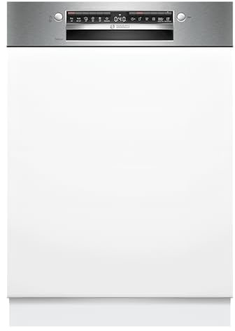 Bosch SMI4HVS14E Serie 4 Smarter teilintegrierter Geschirrspüler, 60 cm, VarioFlex-Körbe, 3-fach Rackmatik, Smart Start, Silence Programm, AquaStop, EcoSilence Drive, gebürsteter Stahl