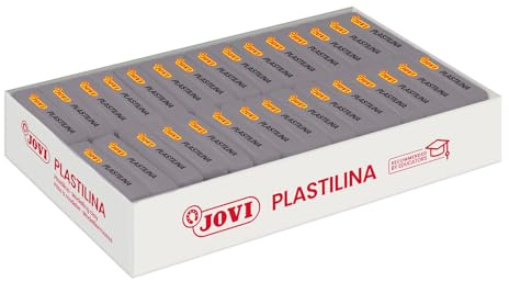 Jovi - Plastilina, 30 Pastillas de 50 gr en Color Gris, no se seca