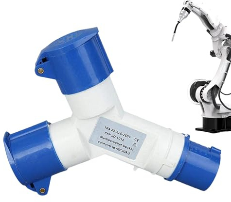 Diviseur De Prise Industrielle 16A Étanche - Double Entrée Robuste pour Chantier | Adapté Courant Élevé, Équipement Fiable Destiné Aux Professionnels, Usage Extérieur, Atelier, Garage, Construction