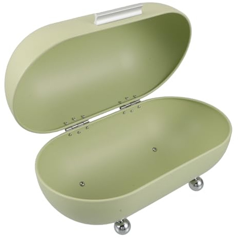 CONGARTENO Vintage Metal Bread Box with Lid, Avocado Green Table Storage Organizer for Kitchen Countertop, Multifunctional Tin Loaf Container for Pantry and Home Snacks Storage