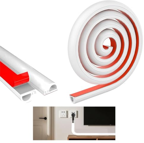 Kabelkanal Weiß Selbstklebend, Kabel Verstecken, Mini Kabelkanal Flexibel, Kabelschacht, Kabel Kanal, Kabelleiste Wand, Kabeltunnel, Kabelschacht Selbstklebend für Böden Wände Fliesen 1m