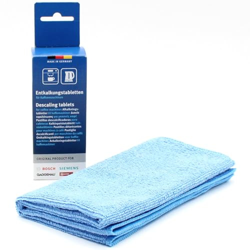 Kit di cura: 6 Pastiglie Decalcificanti per macchine da caffè + panno in microfibra, compatibile con Neff CL9TX11X0/05, CL9TX11X0/07, CL9TX11Y0/02, CL9TX11Y0/04, CL9TX11Y0/05