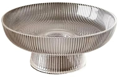 TXLEAPEY Elegante frutero de cristal transparente con base acanalada, ideal for frutas, ensaladas, postres y aperitivos. Perfecto for decorar la mesa del comedor o cocina(L)