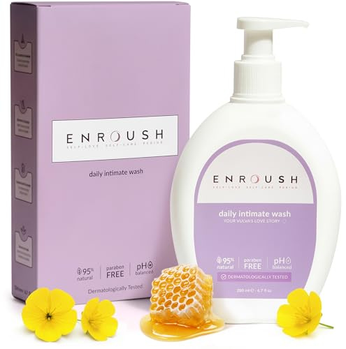ENROUSH Intimate Wash for Women | 95% Natural, pH-Balanced Feminine Wash | Soothing Daily Cleanser for Sensitive Skin with Propolis, Neem & Tribulus | Dermatologist & Gynecologist Approved, 200 ml