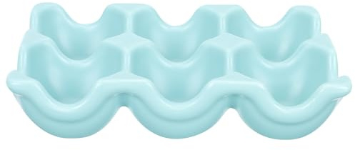 Portauova a 6 Scomparti in Ceramica per Frigorifero e Cucina | Scanalature, per Uova di Gallina, Formato Compatto, Accessorio da Tavolo e Frigo
