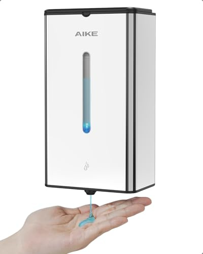 AIKE Square Automatischer Seifenspender Für Flüssigseife, 1000 ML Wandmontiert, Edelstahl-Optik, AK1207