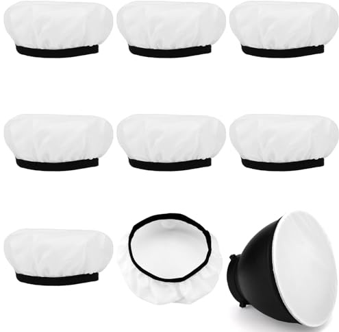 8 Pezzi Diffusore di Luce, Copertura a Luce Morbida Bianca Fotografia Calze Diffusore per Lampada Flash & Beauty Dish per Riflettori da Studio Strobe 18cm