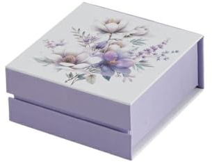 Generico 6 PZ Scatola Portaconfetti Fiori Lilla 9x9x4 cm BOMBONIERA