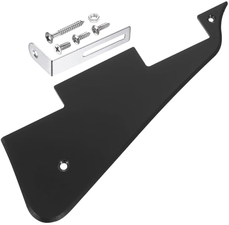 QUARKZMAN 1 Ply LP Guitar Pickguard, 2-Hole Electric Guitar Pickguard Scratch Plate Con Staffa Cromata Argento Per Les Standard Series, Nero Opaco