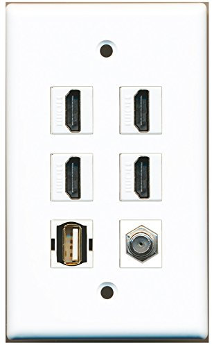 Riteav – 4 HDMI 1 porte cavo coassiale TV tipo F 1 porte USB a-a parete piastra