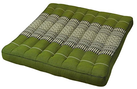 Wilai Thaiboo® Meditationskissen Yogakissen, Sitzkissen Stuhlauflage groß, Bodenkissen Indoor/Outdoor, Stuhlauflage für Palettenmöbel, Steppkissen für Stuhl und Bank 50x50x7cm – Grün